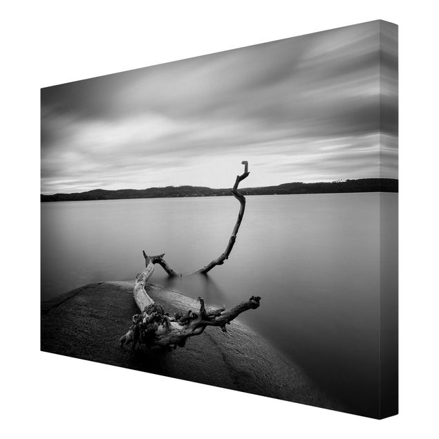 Landscape canvas wall art Sunset In Black And White By The Lake