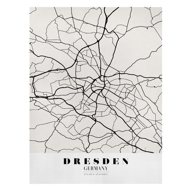 Canvas prints maps Dresden City Map - Classical