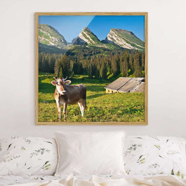 Landscape wall art Swiss Alpine Meadow With Cow