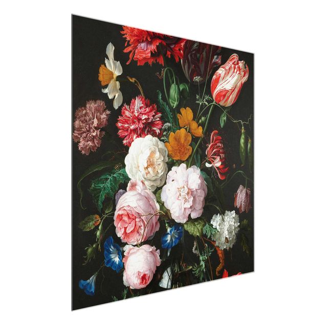Glass prints flower Jan Davidsz De Heem - Still Life With Flowers In A Glass Vase