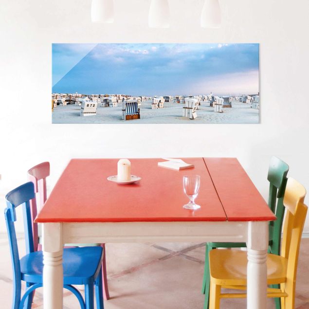 Landscape canvas prints Beach Chairs On The North Sea Beach
