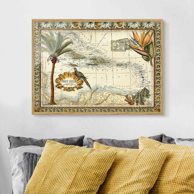 Kitchen Vintage Tropical Map West Indies