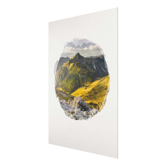 Glass prints landscape WaterColours - Mountains And Valley Of The Lechtal Alps In Tirol