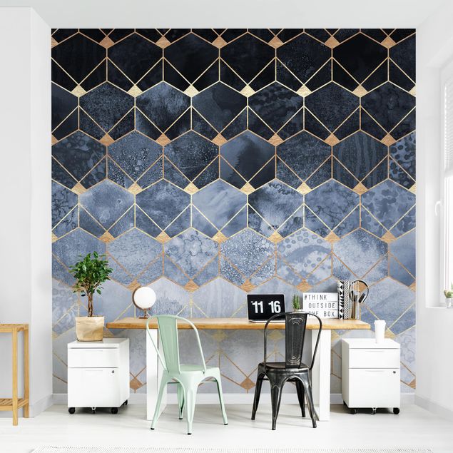 Wallpapers geometric Blue Geometry Golden Art Deco