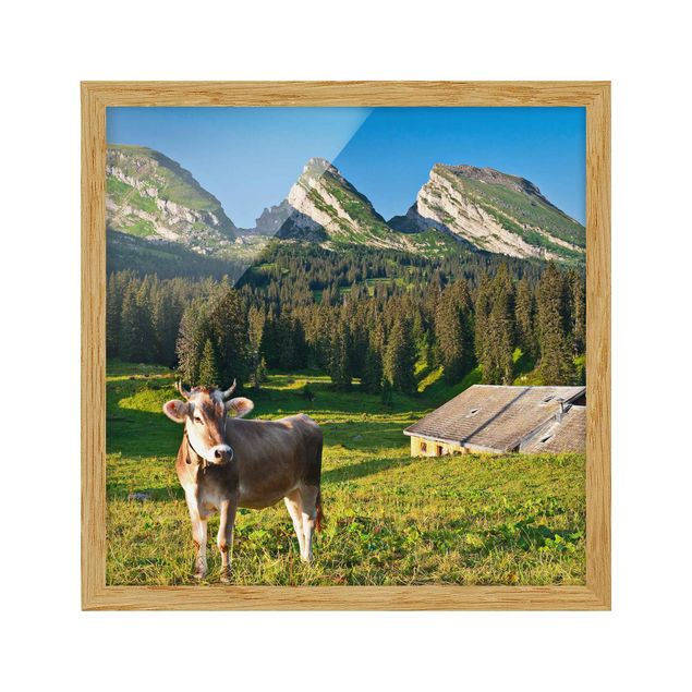 Prints trees Swiss Alpine Meadow With Cow