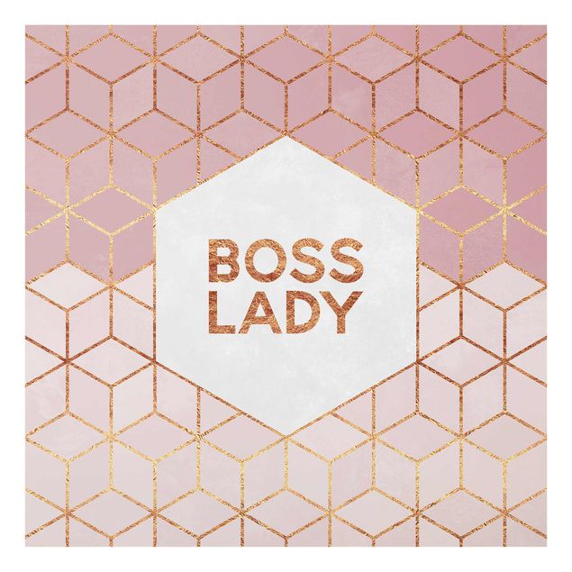 Framed quotes Boss Lady Hexagons Pink
