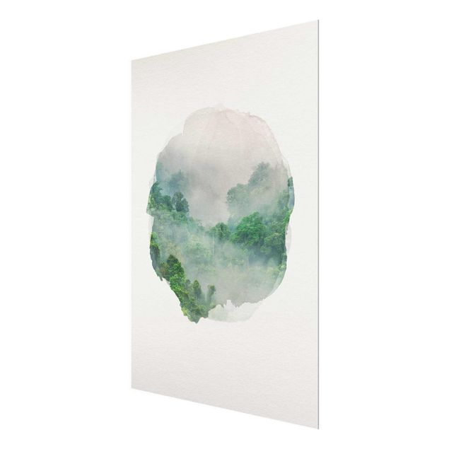 Glass prints flower WaterColours - Jungle In The Mist