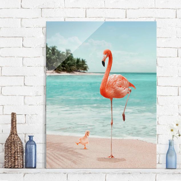 Jonas Loose Art Beach With Flamingo
