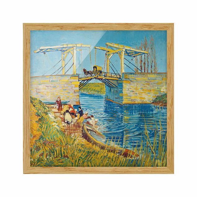 Art style post impressionism Vincent van Gogh - The Drawbridge at Arles with a Group of Washerwomen