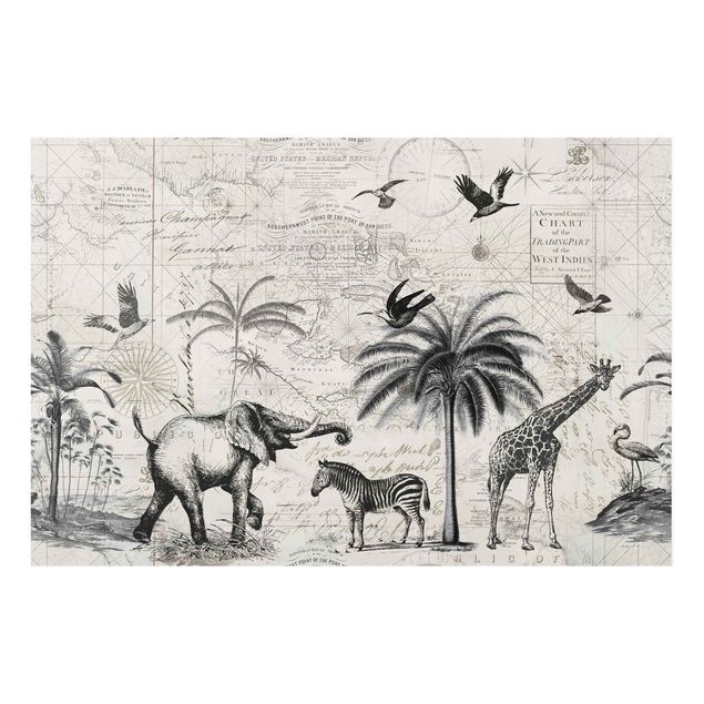 Landscape canvas prints Vintage Collage - Exotic Map