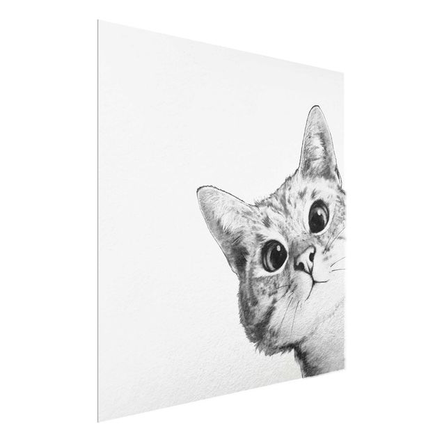 Cat wall art Illustration Cat Drawing Black And White