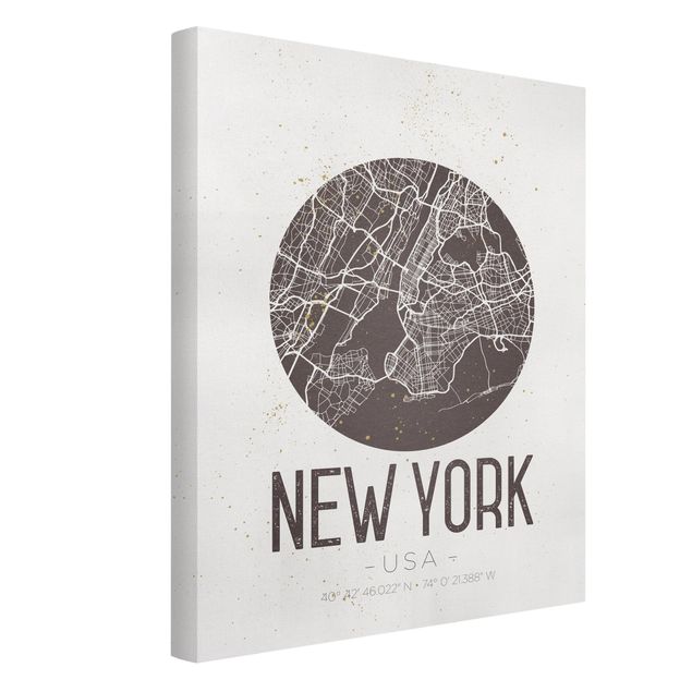 Canvas black and white New York City Map - Retro