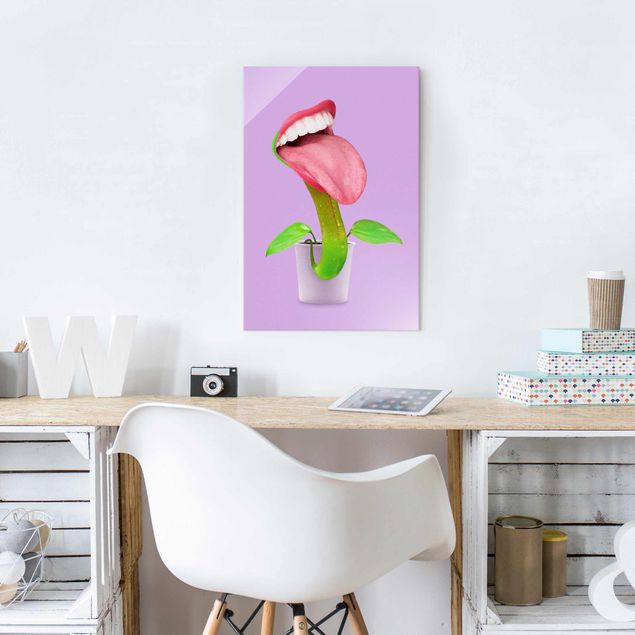 Glass prints flower Carnivorous Plant With Mouth