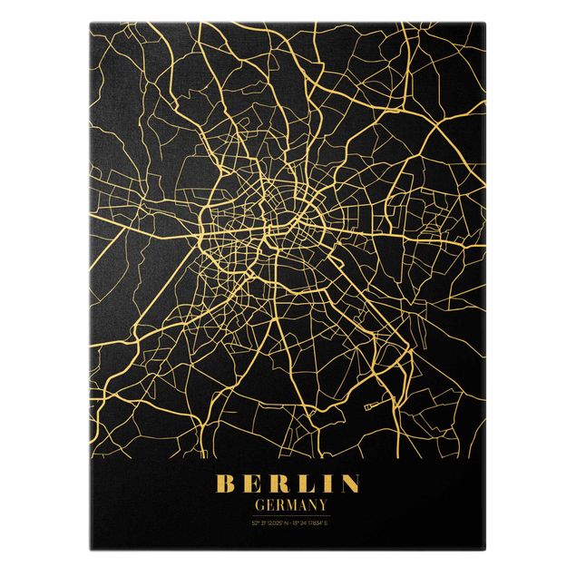 Prints black and white Berlin City Map - Classic Black