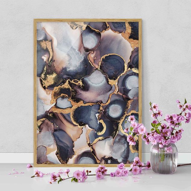Kitchen Marble Watercolour With Gold