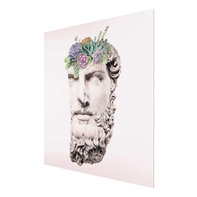 Prints pink Head With Succulents