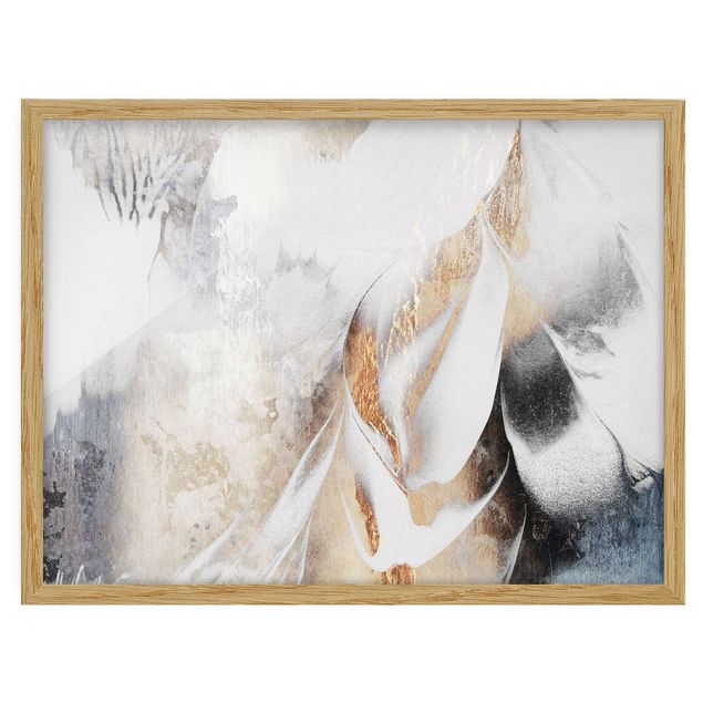 Contemporary art prints Golden Abstract Winter Painting