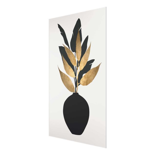 Black and white wall art Graphical Plant World - Gold And Black