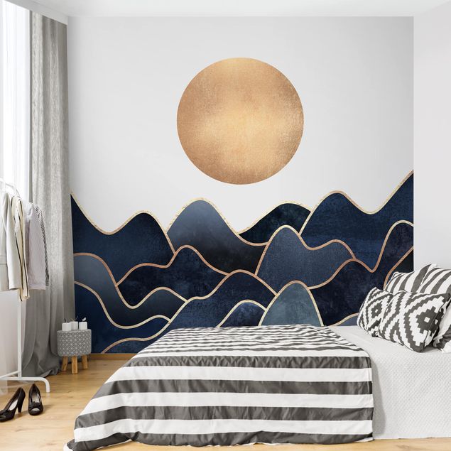 Wallpapers mountain Golden Sun Blue Waves