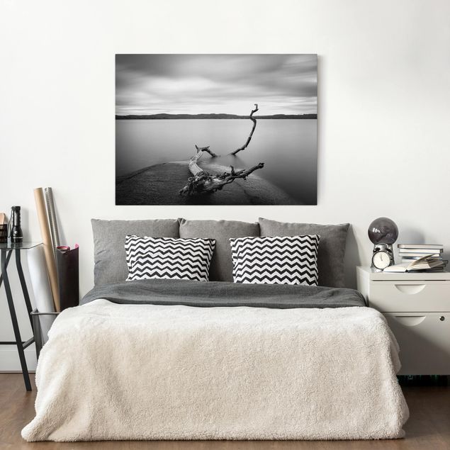 Sunset canvas wall art Sunset In Black And White By The Lake