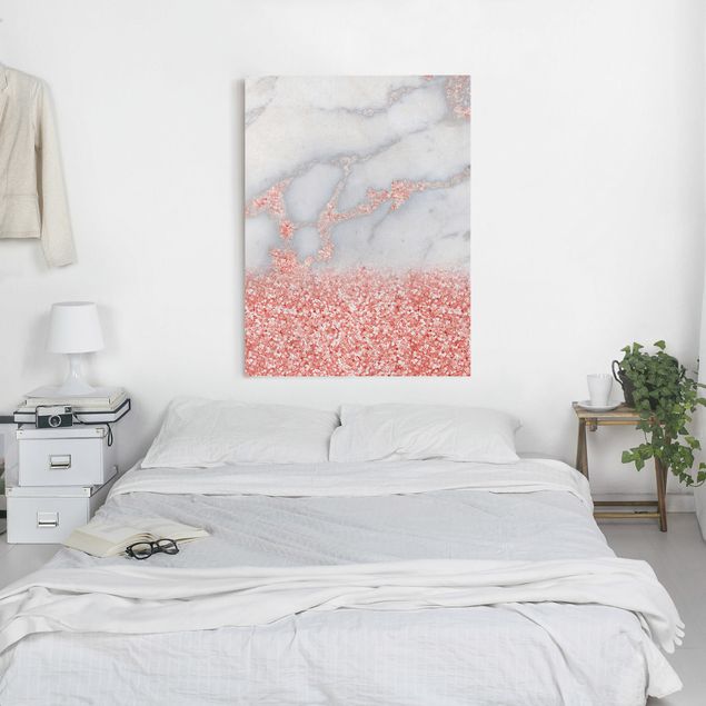 Canvas art Marble Look With Pink Confetti