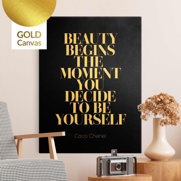 Canvas prints quotes Be yourself Coco Chanel Black