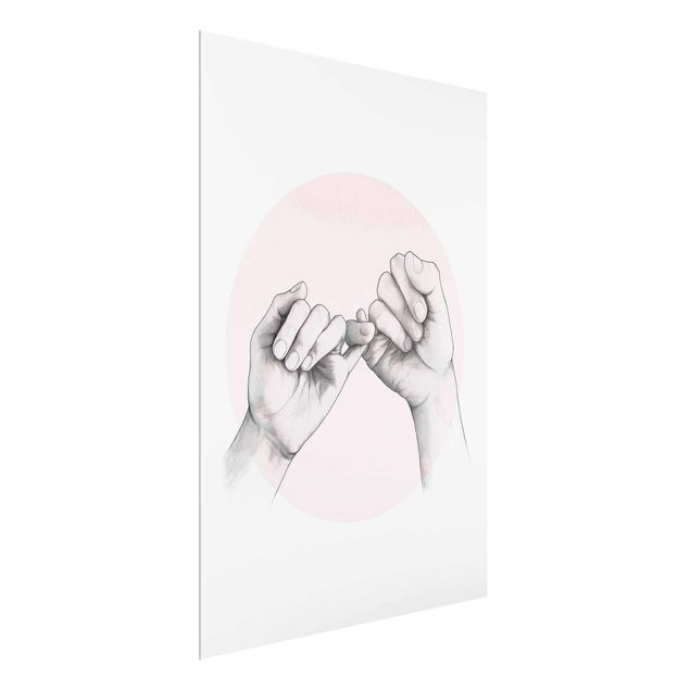 Contemporary art prints Illustration Hands Friendship Circle Pink White