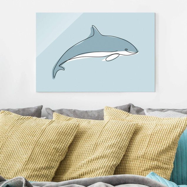 Glas Magnetboard Dolphin Line Art