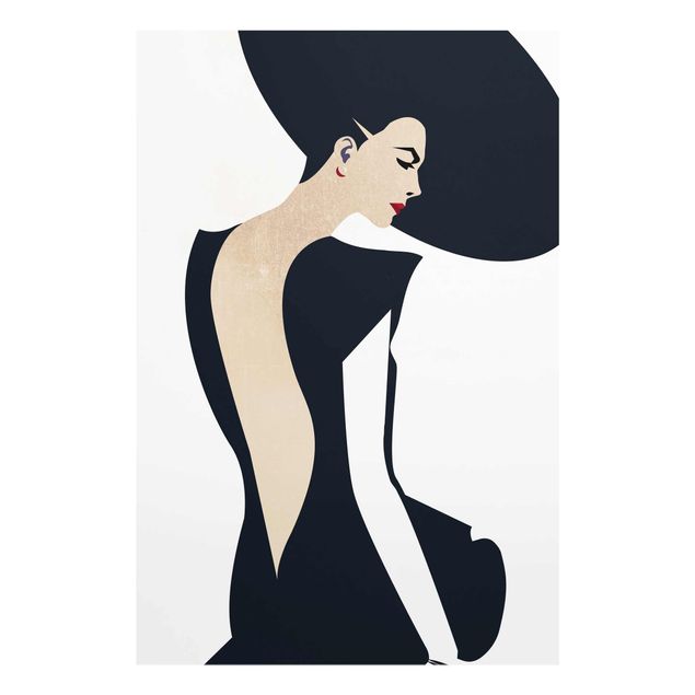 Navy wall art Lady With Hat Dark Blue