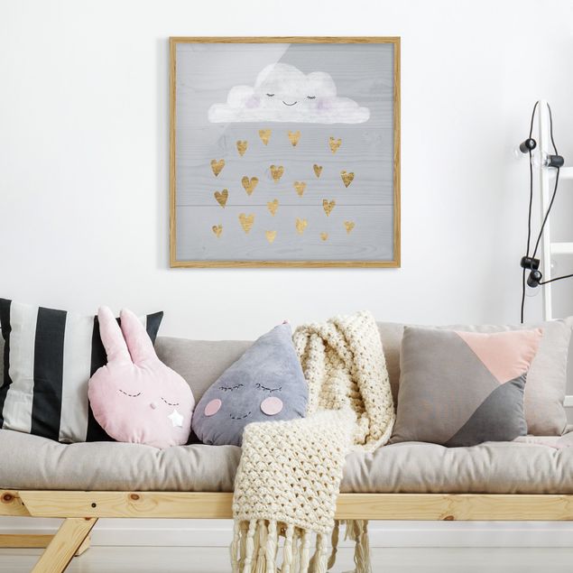 Prints modern Cloud With Golden Hearts