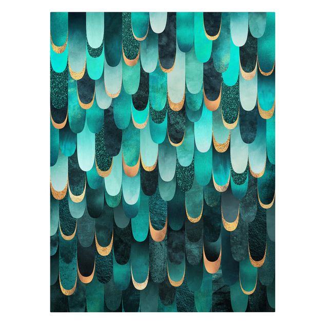Prints abstract Feathers Gold Turquoise