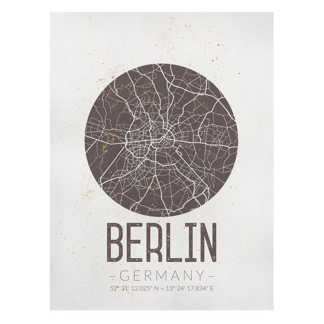 Prints brown City Map Berlin - Retro
