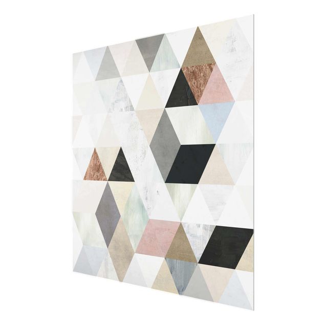 Magnettafel Glas Watercolour Mosaic With Triangles I