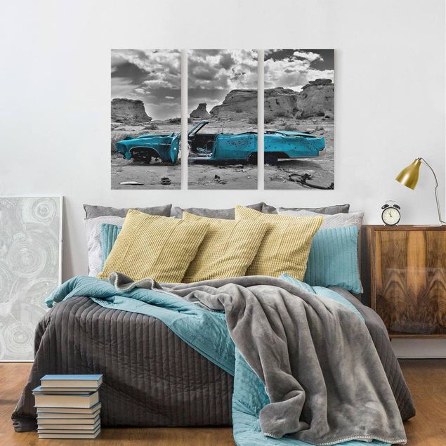 Wall art black and white Turquoise Cadillac