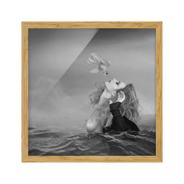 Framed prints black and white Kiss Of A Goldfish II