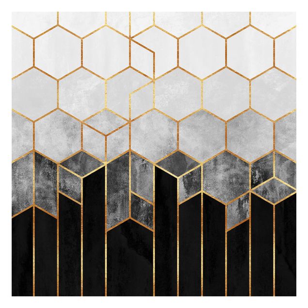 Wallpapers patterns Golden Hexagons Black And White