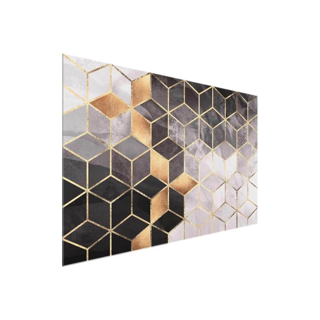 Canvas art Black And White Golden Geometry