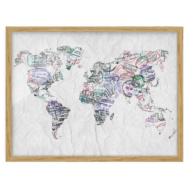 Quote wall art Passport Stamp World Map