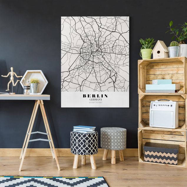 Canvas black and white Berlin City Map - Classic