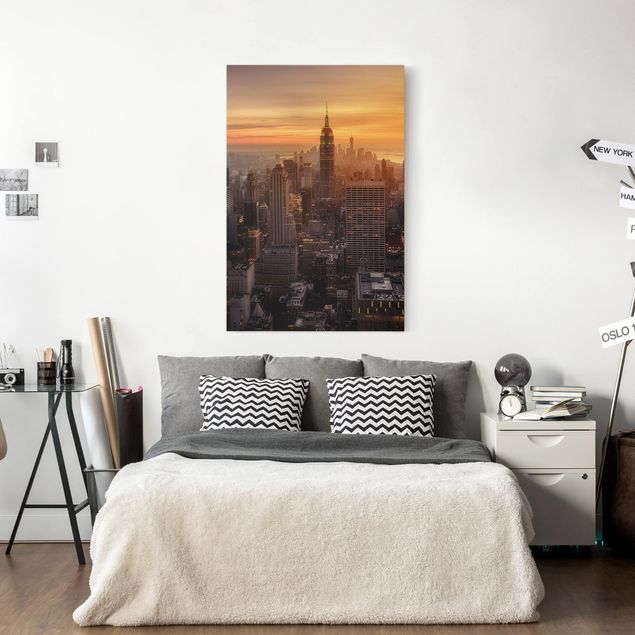 Prints New York Manhattan Skyline Evening