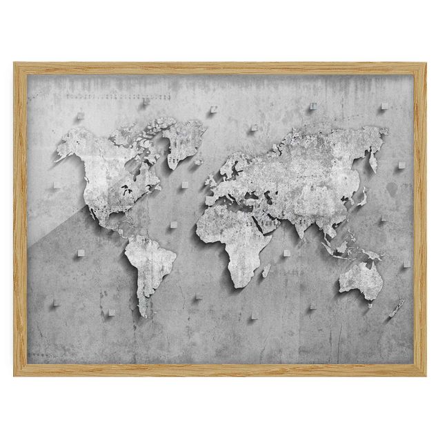 Prints industrial Concrete World Map