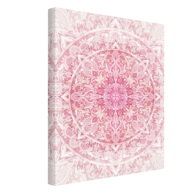 Spiritual canvas Mandala WaterColours Sun Ornament Light Pink