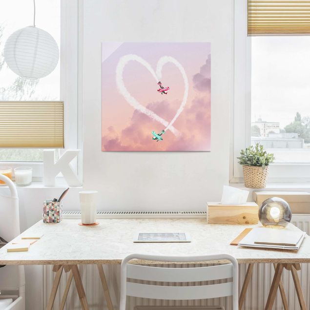 Modern art prints Heart With Airplanes