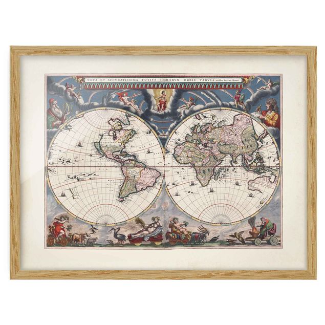 World map pictures framed Historic World Map Nova Et Accuratissima Of 1664