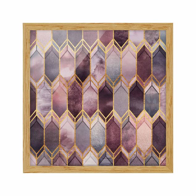 Modern art prints Stained Glass Geometric Rose Gold