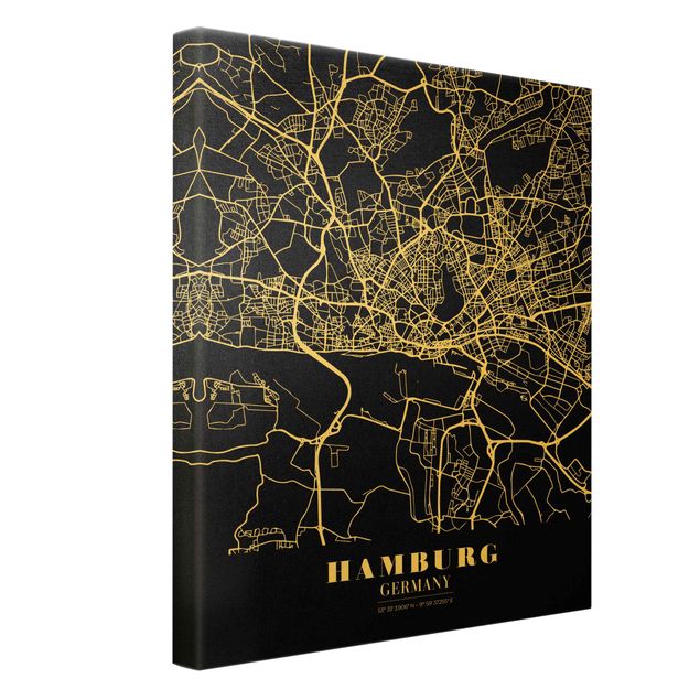 Prints Hamburg City Map - Classic Black