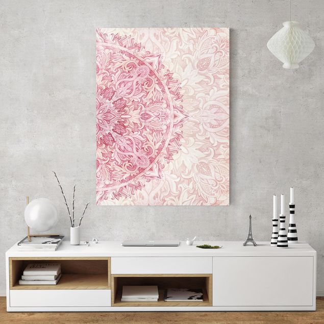 Prints patterns Mandala WaterColours Ornament Semicircle Light Pink Beige
