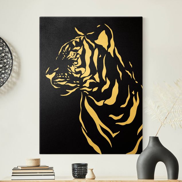 Modern art prints Safari Animals - Portrait Tiger Black