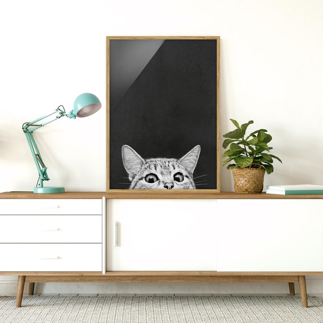 Cat wall art Illustration Cat Black And White Drawing
