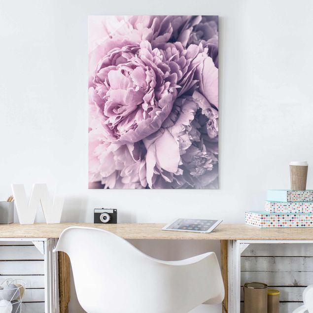 Glass prints rose Purple Peony Blossoms